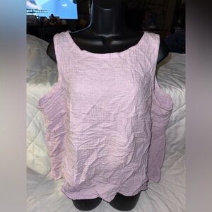 Eileen Fisher Organic Cotton Gauze Bateau Neck Shell